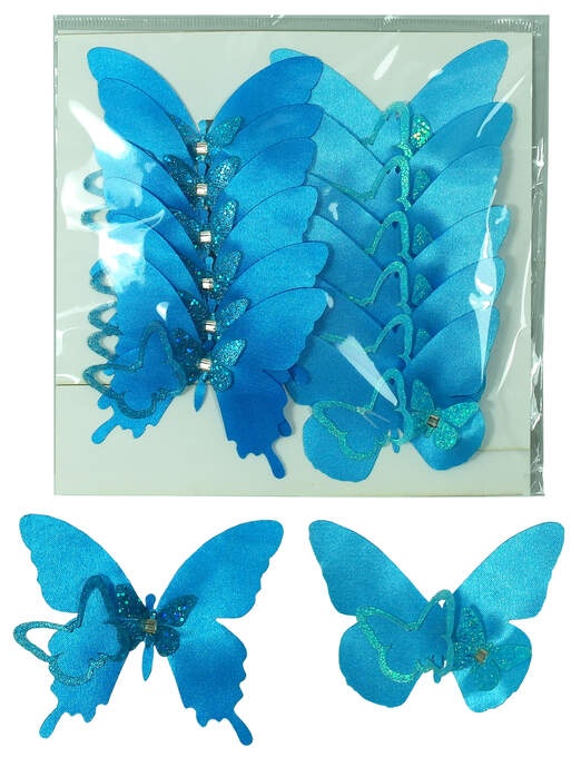 Schmetterling/Clip 12erSet 3lagig blau