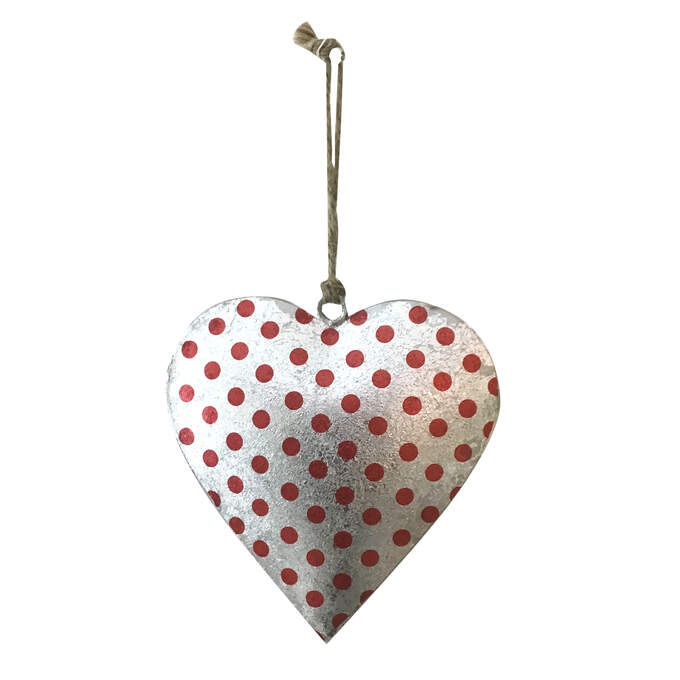 Herz häng. Punkte silber+ rot