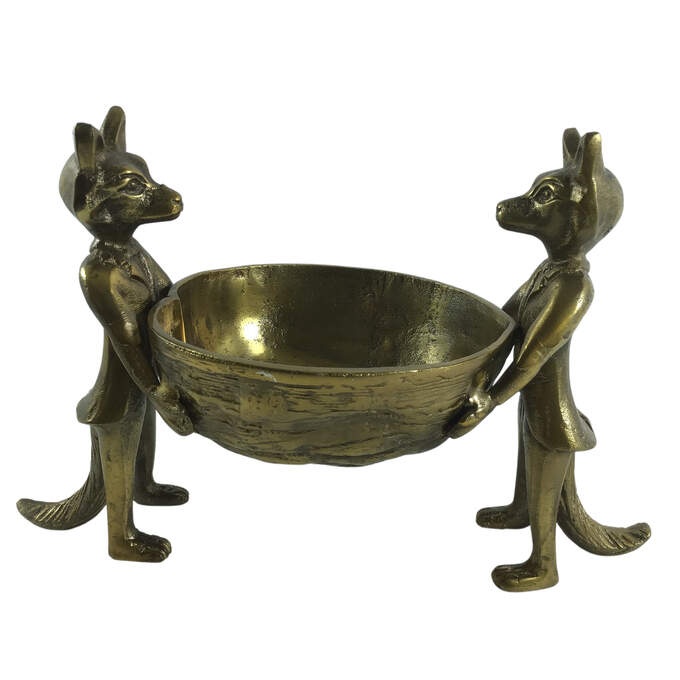 Deko Schale Fuchs Alu antik gold