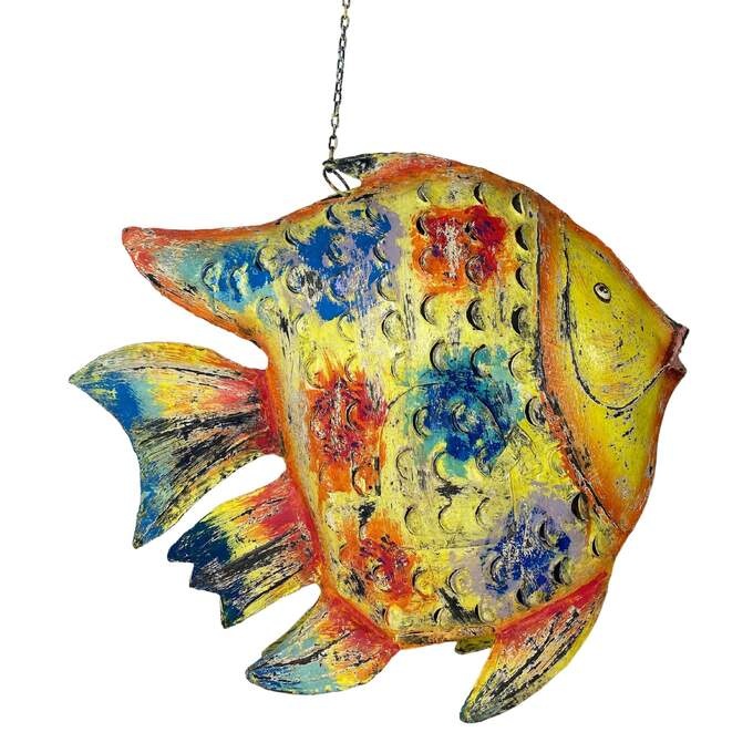 Fisch metall gelb/bunt