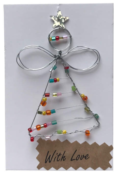 Geschenkanhänger, Perlenfigur auf Papier´With Love´