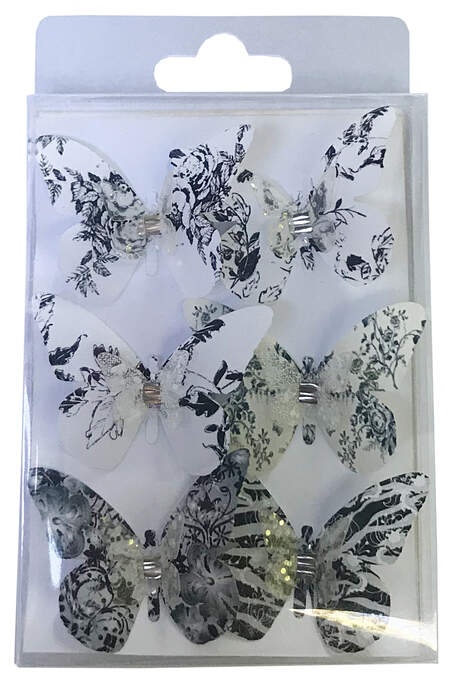 Schmetterling/Clip 6erSet Box schwarz/anthrazit