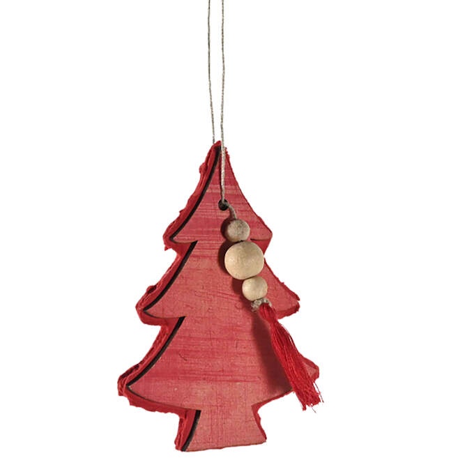 Papier Ornament Baum häng. rot