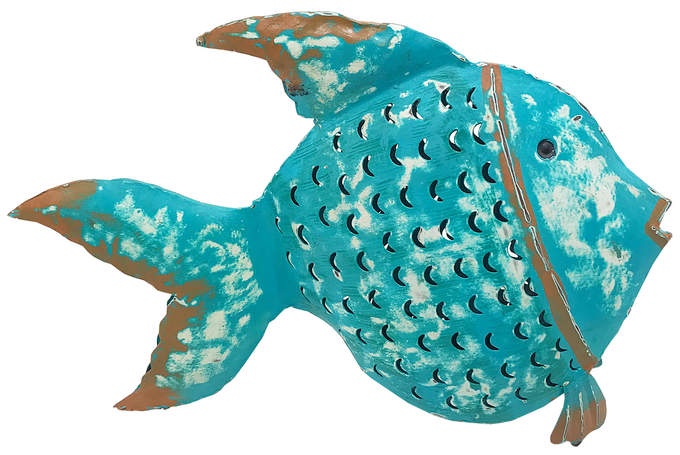 Fisch metall steh. blau orange
