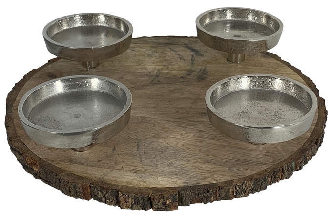 Kerzenständer a. rd. Platte Alu roh vern.