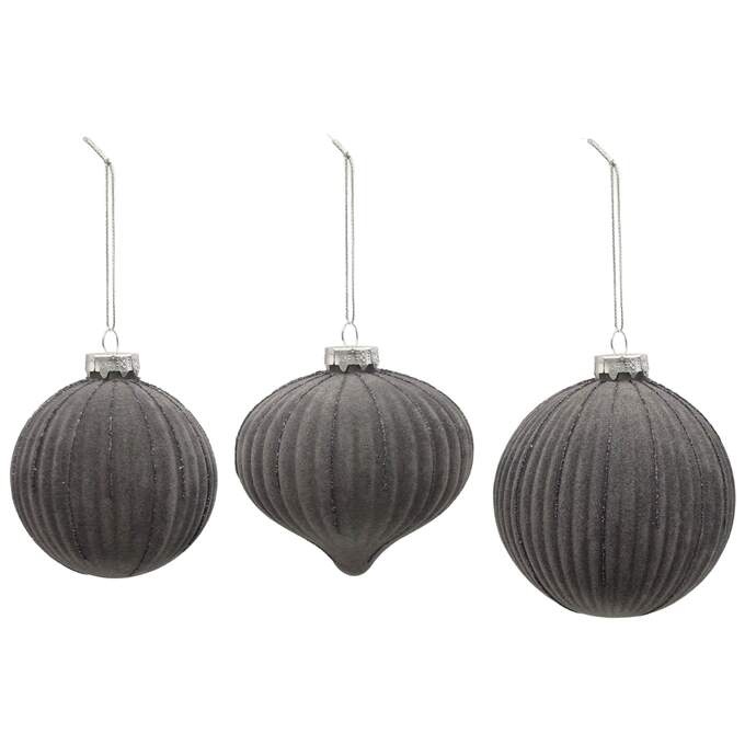 Weihnachtskugel geflockt grau