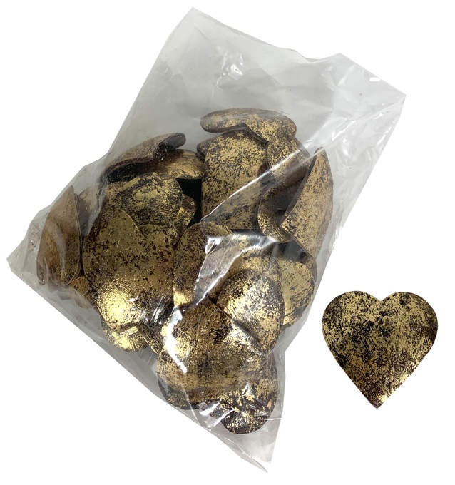 Kokos-Herzen 5cm/50St im Beutel gold antik