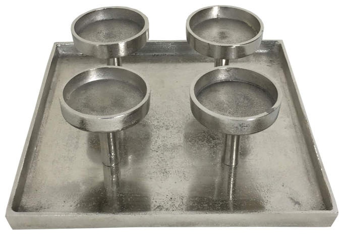 Kerzenständer a. quadr. Platte Alu roh vern.