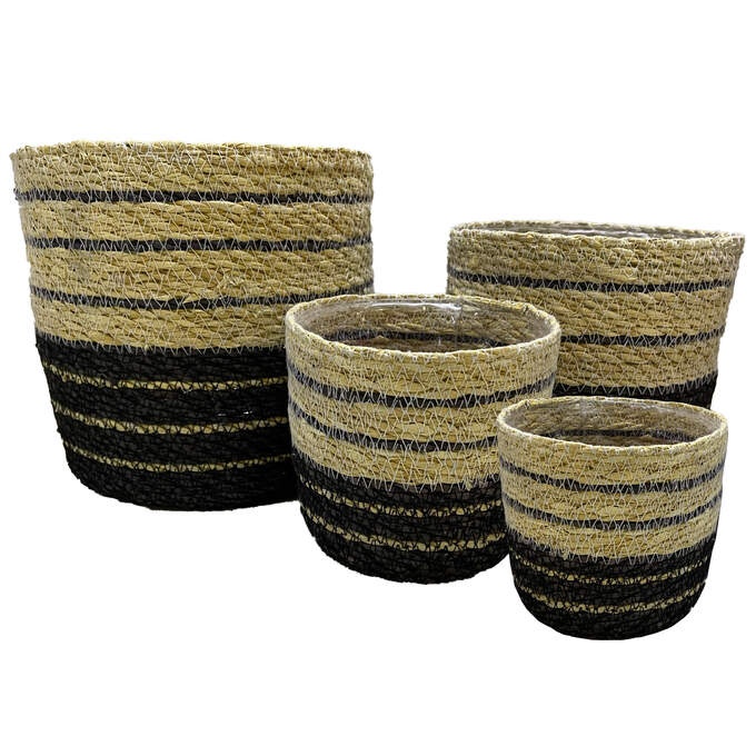 Korb Natur 4er Set weiß/schwarz