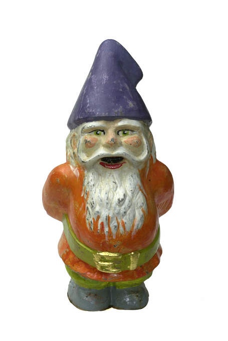 Beton-Zwerg bemalt Jacke orange