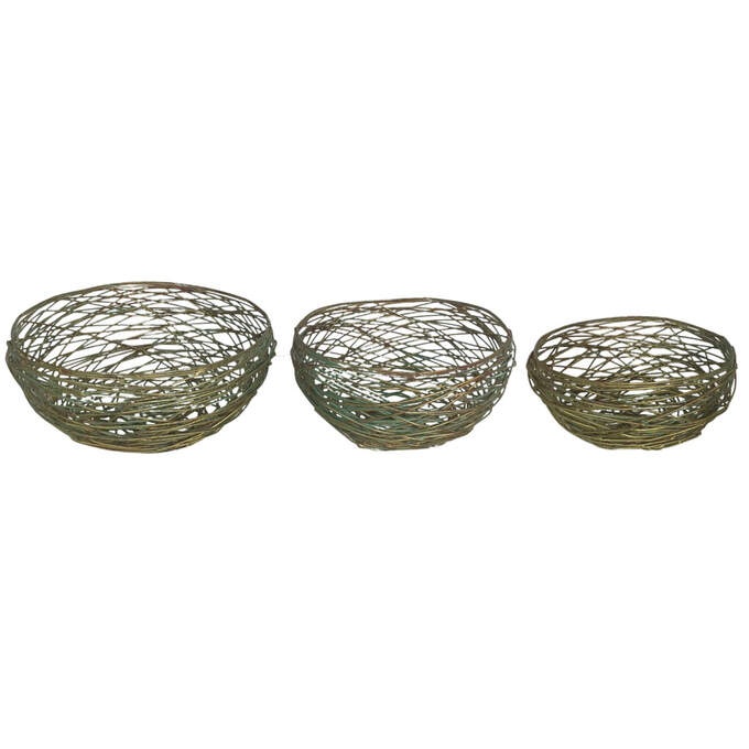 Drahtgeflecht Schale grün-antik 3er Set