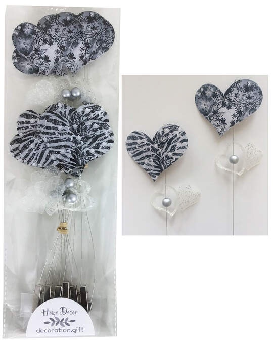 Herz/Clip am Draht schwarz/weiß