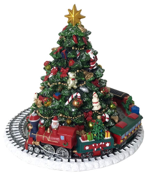 Spieluhr Weihnachtsbaum m. Zug bunt