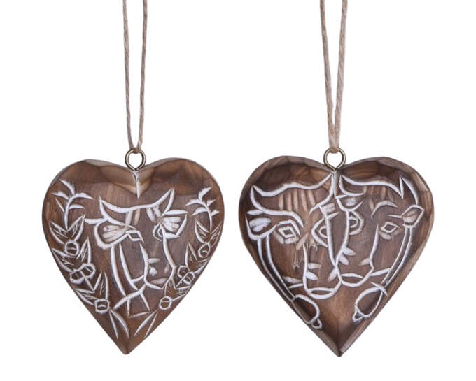 Herz häng. 2fach sort. braun