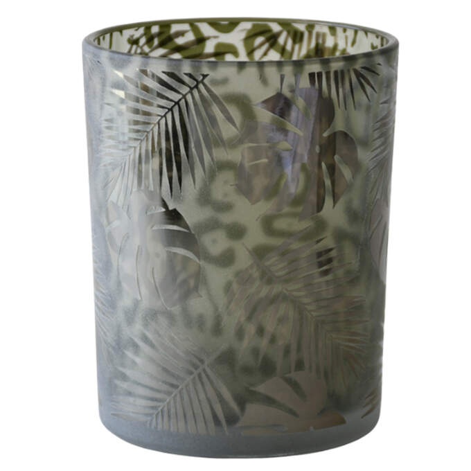 Windlicht Blätter grün