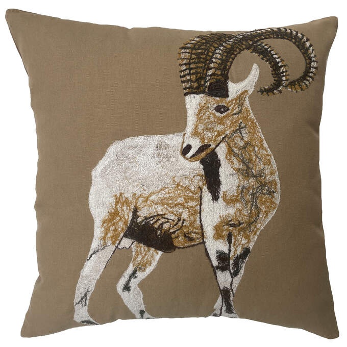 Kissen Cover Steinbock grau