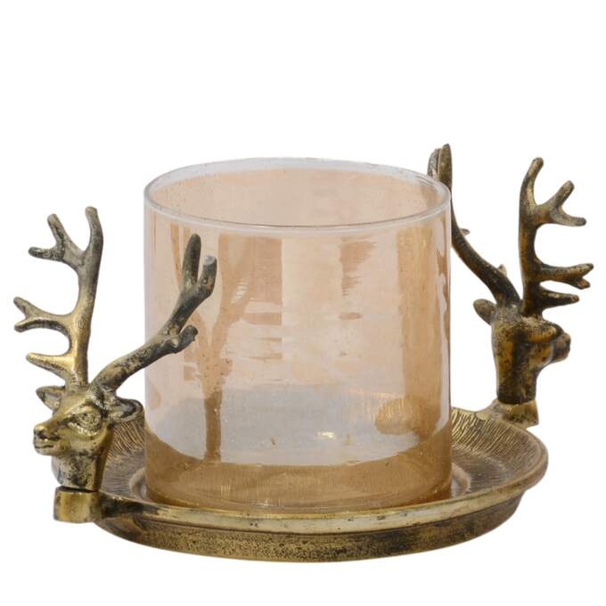 Hirsch Windlicht gold antik