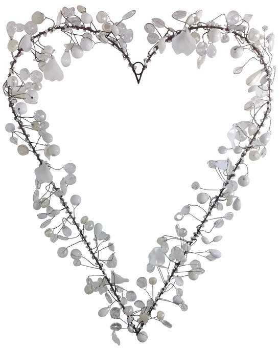 Perlen Herz XXL weiß