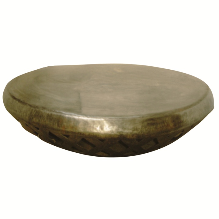 Tisch rund gehämmert alu gold antik