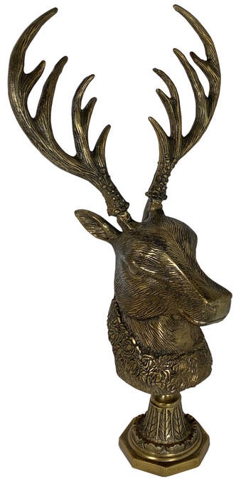 Deko Hirschkopf steh. gold antik