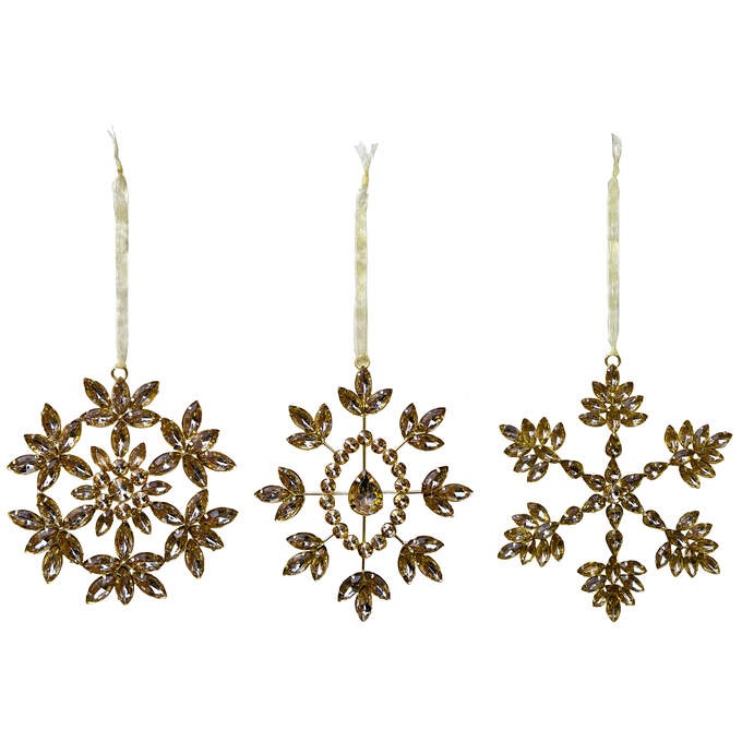 Kristall Schneeflocke 3fach.sort.gold