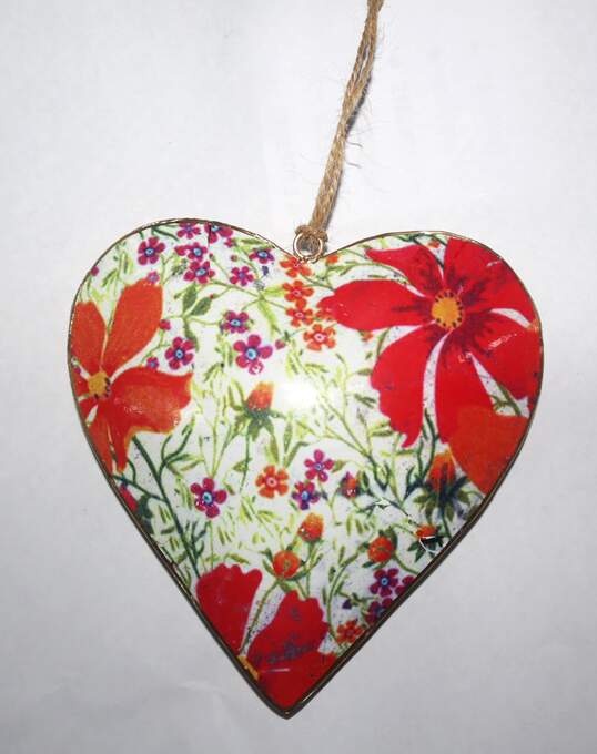 Herz häng. Blumen rot bunt