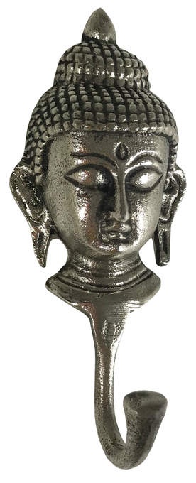 Buddha mit Haken Alu roh. antik Nickel
