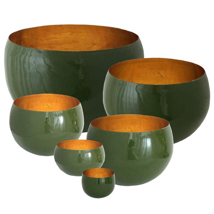 Windl. 6er Set a. grün emaille i. gold