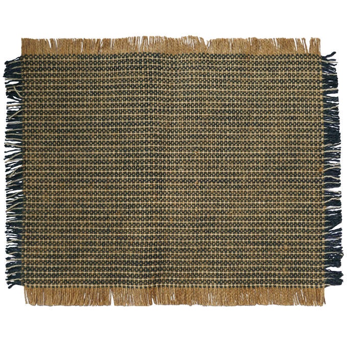 Platzset Natur m. Fransen dunkelblau