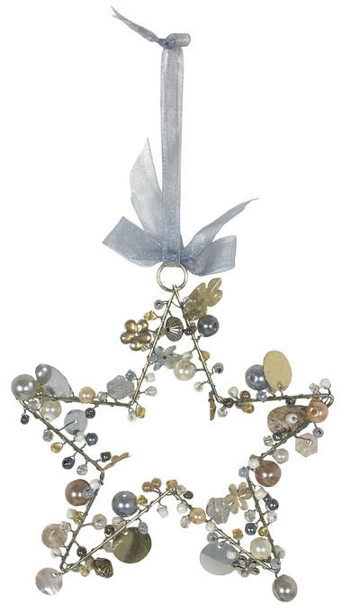 Perlen Stern häng. metalic