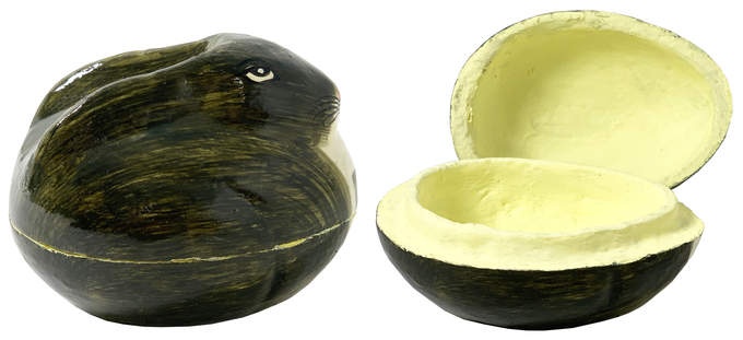 Deko Hase pappmaché oliv creme