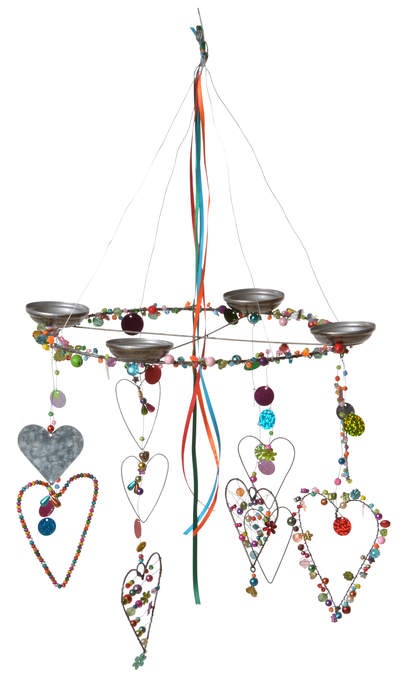 Perlen Kranz f. 4 Kerzen z. Häng bunt