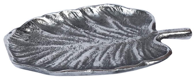 Deko Blatt Alu roh. antik Nickel