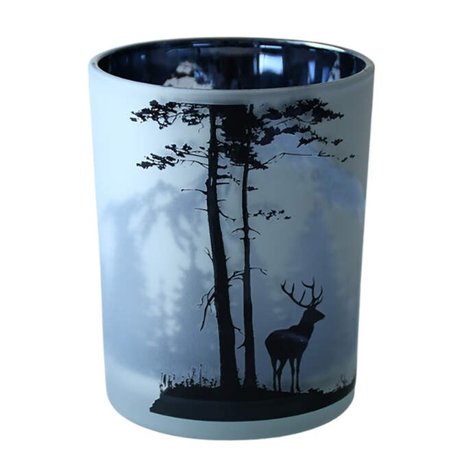 Windlicht Baum m. Hirsch schwarz