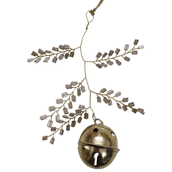 Glocke m. Blätter/Pailletten gold