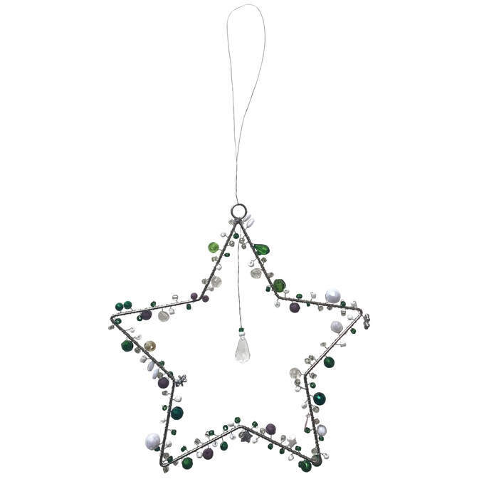 Perlen Stern grün/weiß