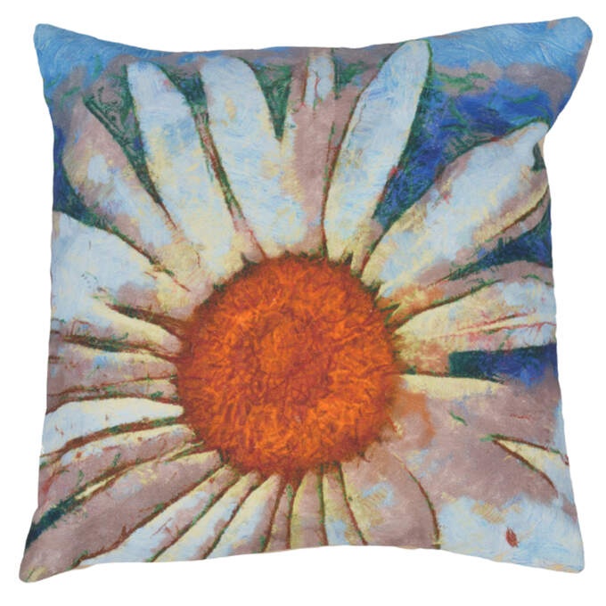 Kissen Margerite blau/weiß