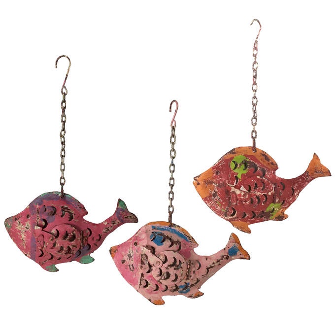 Fisch metall häng.3fach sort.malve