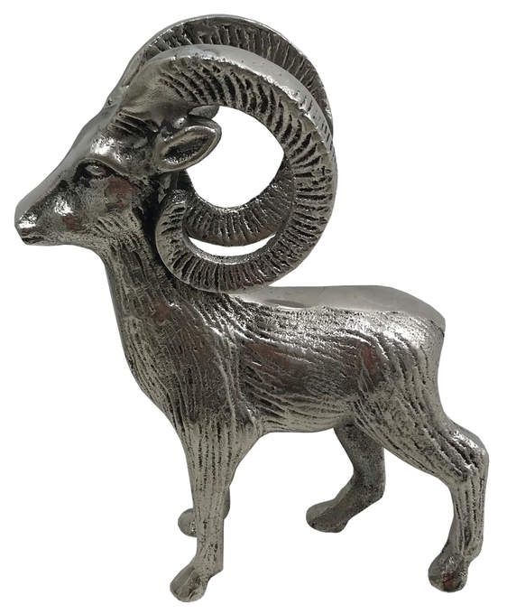 Steinbock steh. Alu roh. antik Nickel