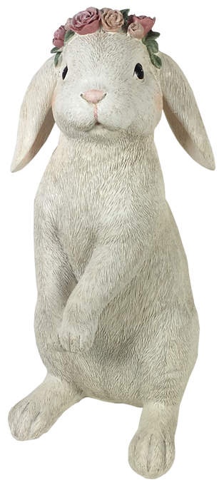 Hase steh. mit Blumen creme