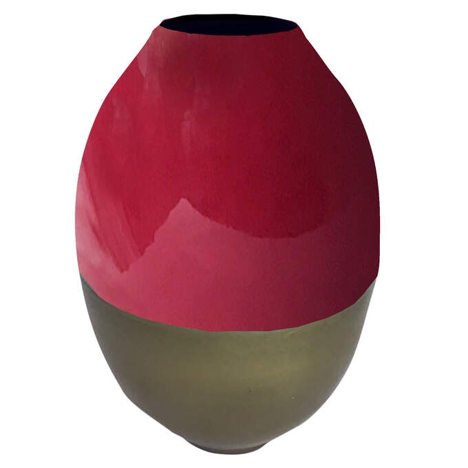 Deko Gefäß Metall Emaille pink