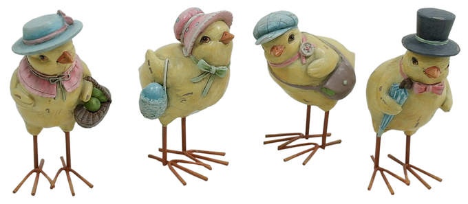 Küken mit Hut 4fach sort.