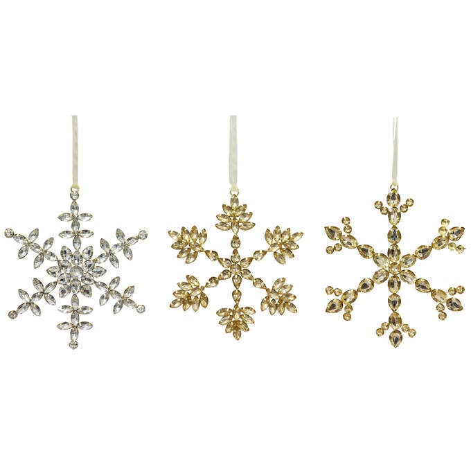 Kristall Schneeflocke 3fach.sort.gold