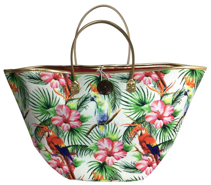 Tasche bunt Papagei Goldrand