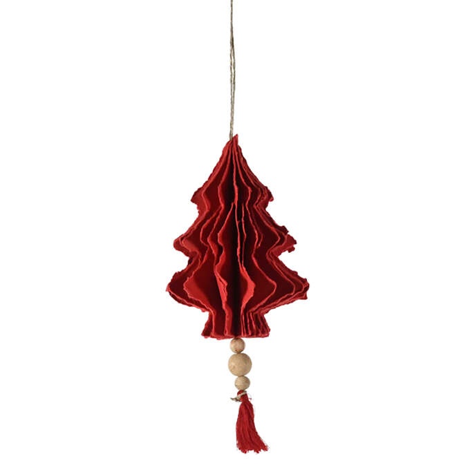 Papier Ornament Baum häng. rot