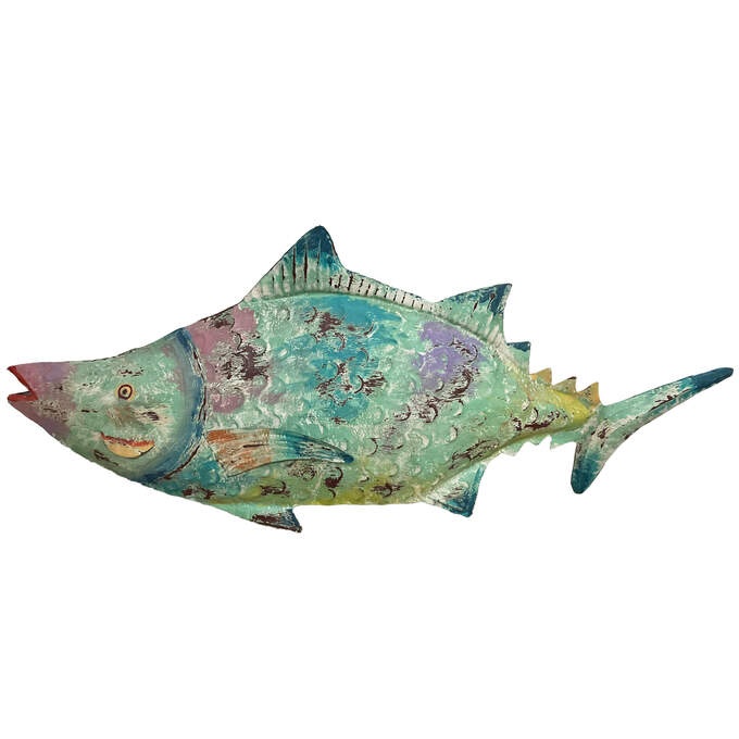 Fisch metall steh. türkis bunt