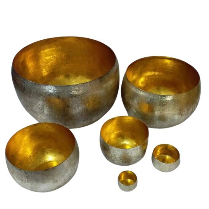 Windlicht 6er Set a.silber i. burnt gold