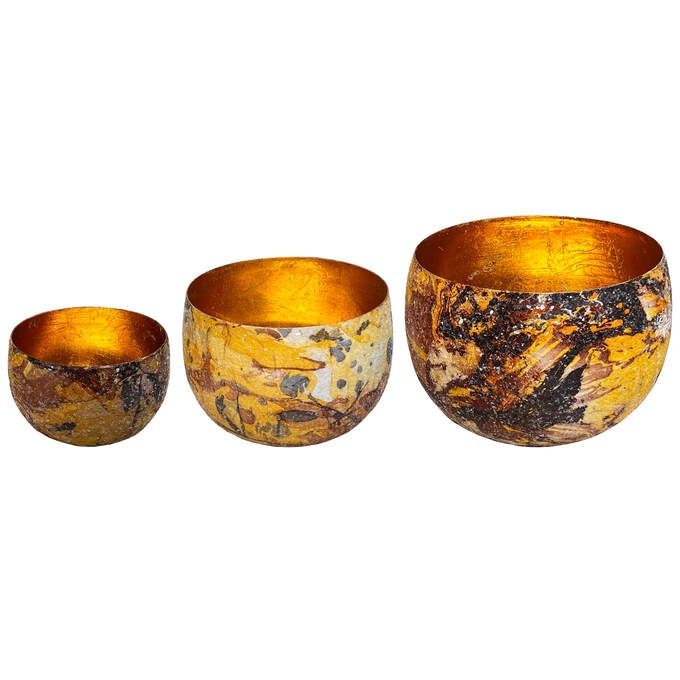 Deko Schale 3er Set aquarell bunt (D15 H10, D21 H15 und D26 H18) - Sonderpreis