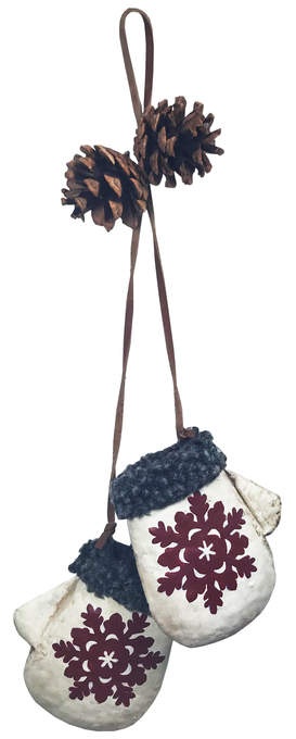 Handschuhe Paar häng. an 40cm Schnur creme