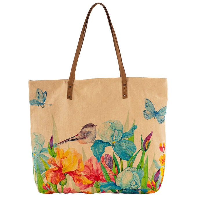 Tasche Wiese m. Vogel pastell